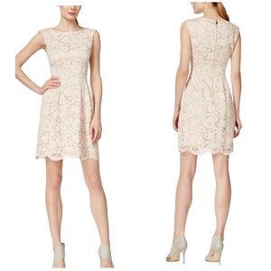 Vince Camuto Floral Lace Fit and Flare Mini Dress Off White Women’s Size 8